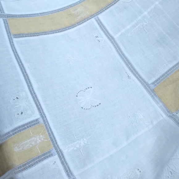 GABRIELA HEARST Square Neckline Daphine Belt Dress Linen Insect Embroidery 38 - Picture 4 of 12